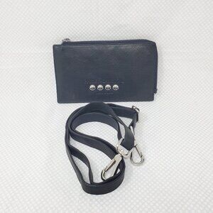 Harley Davidson Coin/Credit Card Black Leather Zipper Skull Wallet w/ Strap